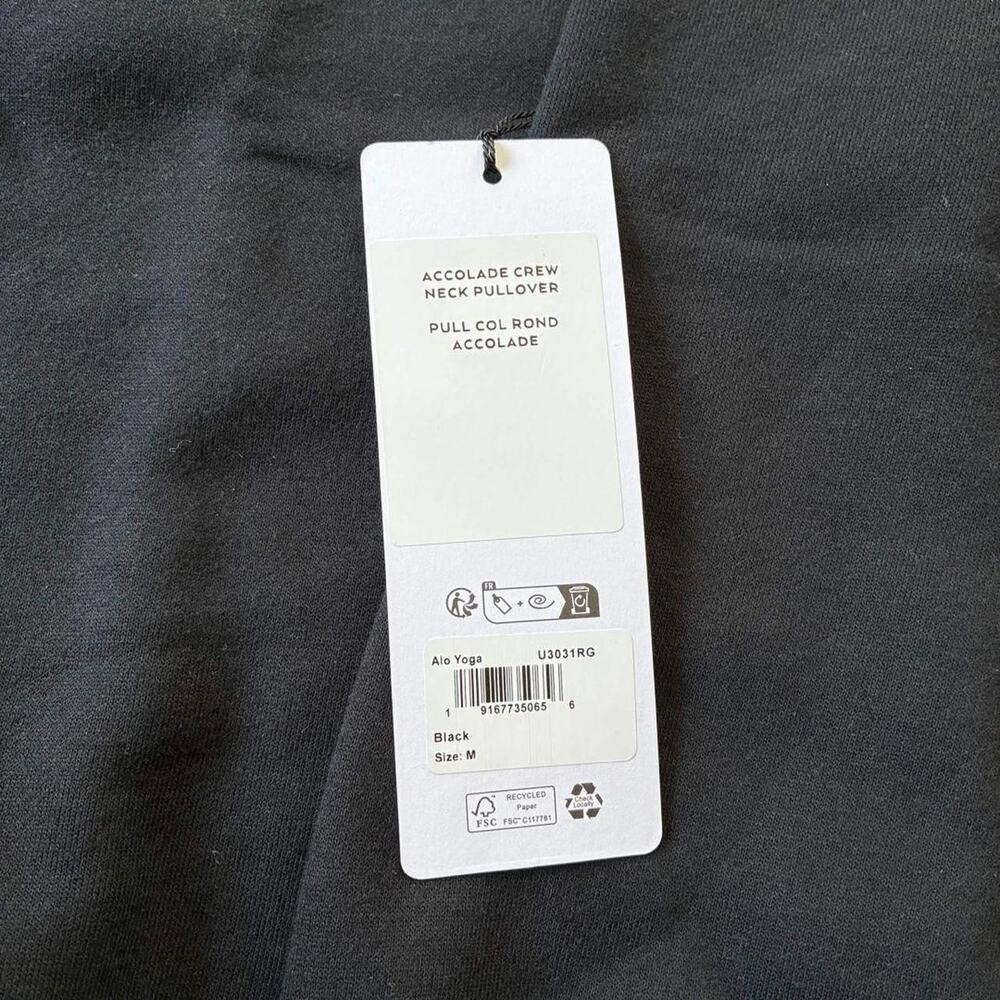 Alo Black Accolade Pullover Crewneck Size Medium - Picture 4 of 8